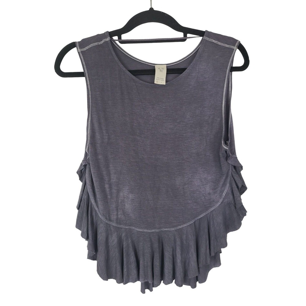We The Free Tank Top XS Womens Grey Sleeveless Asymmetrical Hem Crew Neck Top